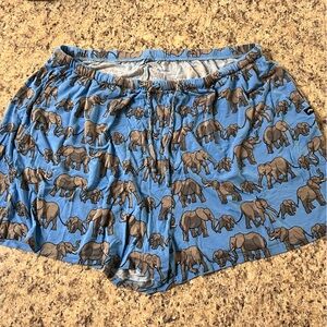 MeUndies Blue Elephant Print ultra modal lounge shorts 2x